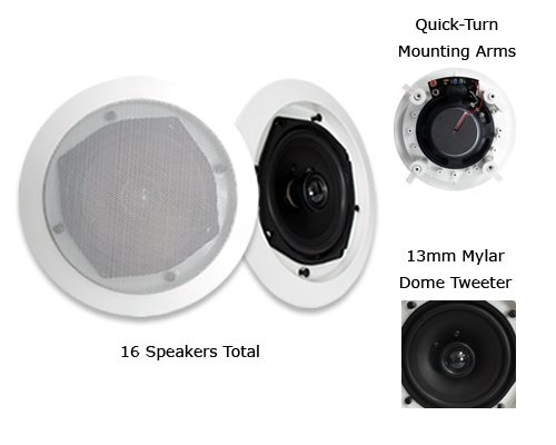 Visonik VR502-16PKG (16) 140 Watt 5.25 In-Wall/Ceiling Home Speakers