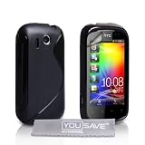 Yousave Accessories TM Schwarz S-Linie Silikon Gel Schutzh�lle Zubeh�r F�r Das HTC Explorer Mit Displayschutz Film Und Graues Micro Faser Poliertuchvon "Yousave"