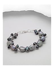 Grey (Dyed) Japanese silk cord Dyed Fresh Water Pearls Bracelet