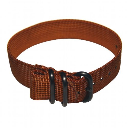 20mm Nylon Watch Band, Tactical Grade Strap, Golden Brown / Burnt Orange, Non-Glare PVD Hardware