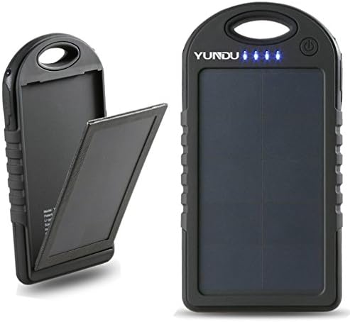 YUNDU Solar Panel Charger 5000mah High Efficient Double Foldable 2.2 W Fast Charging for Apple Samsung Blackberry Tablet (Black)