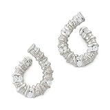 Bridge Jewelry Sterling Silver Round CZ Earrings - Silver