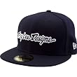 Troy Lee Designs Classic Signature Men's Fitted Casual Wear Hat w/ Free B&F Heart Sticker Bundle - Navy