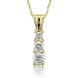14k Yellow Gold 3-Stone Journey Diamond Pendant Necklace (GH, SI3-I1, 0.50 carat)