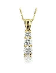 14k Yellow Gold 3-Stone Journey Diamond Pendant Necklace (GH, I1-I2, 0.50 carat)