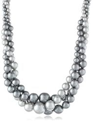 Light and Dark Grey Simulated Pearl Twist Necklace, 17+2"
