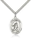 Genuine IceCarats Designer Jewelry Gift Sterling Silver St. Sebastian / Track & Field Pend 1 X 3/4 Inch With 24 Inch Sn Heavy Curb Chain. Made In Usa.
