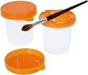 WEDO - Gobelet à eau/gobelet de peinture avec couvercle de protection, orange, du remplissage jusqu'au marquage, l'eau ne coule pas si le gobelet est renversé, av