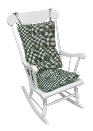 Greendale Home Fashions Standard Rocking Chair Cushion, Pro Gingham, Hunter