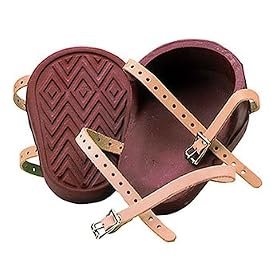 Click here to buy Custom Leathercraft 318 Professional Heavy-Duty Molded Rubber Kneepads W Leather Straps by Custom Leather Craft.