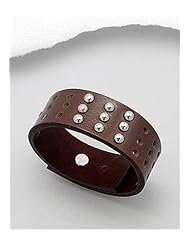 Saddle Brown Leather Bracelet In White Base