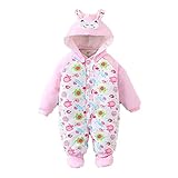 (ラボーグ)La vogue 新生児-1歳ベビー服 足つきとフード付 カバーオール ベビー コスチューム 衣装 仮装 長袖 子供用 着ぐるみ 秋冬防寒 80 馬柄 ピンク