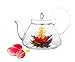 Blooming Tea Clear Glass Teapot Pi, 35oz/1035ml Hand Crafted Non-Drip Spout Stainless Steel Strain, Friednship Series