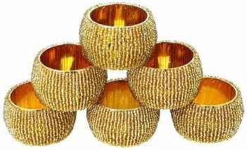 Kayah® Indian Gold Beaded Napkin Rings - Set of 6 Rings
