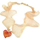 Antica Murrina Mary Murano Glass Pendant with Golden Net Necklace Red