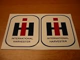 Set of 2 International Harvester IH block vinyl lettering decal sticker BLACK/RED