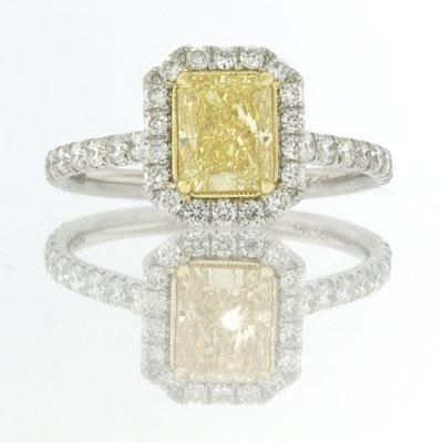 2.18ct Fancy Yellow Radiant Cut Diamond Engagement 