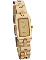 M&c Womens FC0258 - Dress Watch - Gold-Tone Cubic Zirconia Rhinestone Self-Adjustable Links
