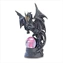 Mythical Black Dragon With Crystal Magic Ball Statue