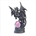 Mythical Black Dragon With Crystal Magic Ball Statue