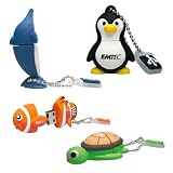 Emtec Animal USB 4GB Flash Drive Set: Dolphin/ Sea Turtle/ Clownfish/ Penguin