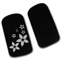 Handywelt-Niefern Handy Neopren Tasche Etui Blume Modell 1 Schwarz mit Wei�e Blume f. Nokia C1-01