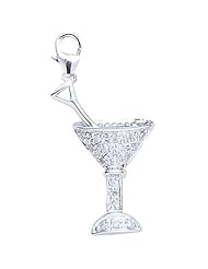 14K White Gold Diamond Martini Glass Charm-White Gold