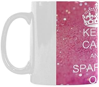 Fashion Crown KEEP CALM AND SPARKLE ON C-Shaped Handle Ceramic Mug Coffee Mug Tea Cup 11 Ounce Birthday Christmas New Year Gifts