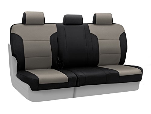 Coverking Custom Fit Rear 60/40 Bench Seat Cover for Select Toyota Tacoma Models - Neosupreme 2-Tone (Charcoal with Black Sides)
