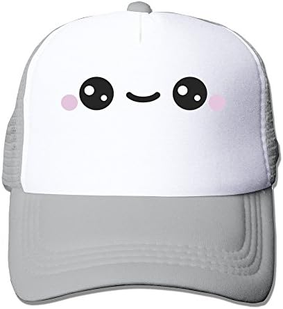 Cute Smile Kawaii Face Ash Adjustable Snapback Mesh Hat Unisex