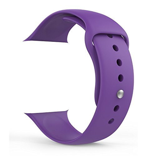 Apple Watch Band,Teslasz Soft Silicone Replacement Sport Wristbands Straps for Apple Watch (Dark Purple 38 MM)