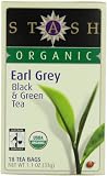 Stash Premium Organic Earl Grey Black and Green Tea, Tea Bags,  18-Count Boxes, Net Wt 1.1 oz, (Pack of 6)
