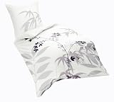 Fleuresse modern garden 112683 Fb. 4 Mako-Satin Bettw&auml;sche / 155 x 220 cm grau
