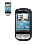 New Fashionable Perfect Fit Soft Silicon Gel Protector Skin Cover (Faceplate/Snap On) Rubber Cell Phone Case with Screen Protector for HTC HERO GOOGLE 3 CDMA Version Sprint - BLACK