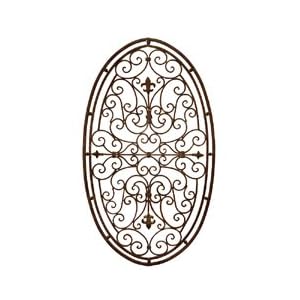 Tuscan Wrought Iron Metal 43" Oval Wall Grille Pediment