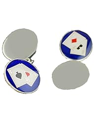 British Jewellery Workshops Silver 14x12mm Poker chain cufflinks