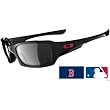 Oakley Boston Red Sox Fives Squared Men's Special Editions Major League Baseball Designer Sunglasses w/ Free B&F Heart Sticker Bundle - Polished Black/Black Iridium