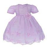 Easter Girls Toddler Dresses - Lilac with Pearl Beads & Organza Flower Applique (6M - 24M)