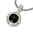 925 Silver & Round Checkerboard Onyx Pendant with 18k Gold Accents
