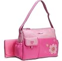 Pink Heart & Flowers Applique Diaper Tote
