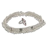 Sterling Silver Anklet Bracelet Toe Ring Pair 10 inches (anklts520)