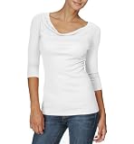 Michael Stars Slub 1x1 34 Sleeve Drape Neck Tee One Size White