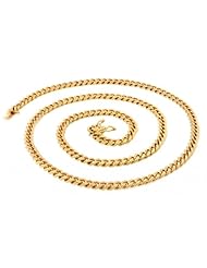 Yellow Gold Tone 925 Silver Solid Miami Cuban Link Chain Necklace 7.8MM 30"
