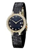 Ebel Beluga 18K Yellow Gold and Diamonds Case Black Dial on Black Leather Alligator Strap Women's Watch 8088769/5235106