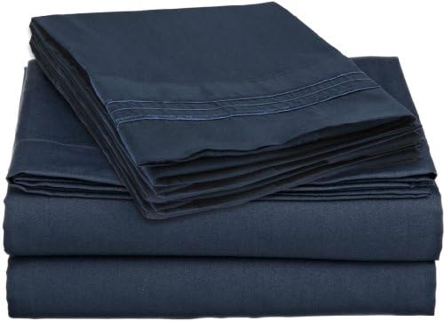 Anili Mili 1800 Collection 6-Piece Bed Sheet Set with Bonus Pillowcases, King, Navy Blue