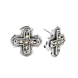 925 Silver Celtic Cross Earrings with 18k Gold Accents