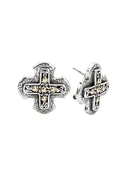 925 Silver Celtic Cross Earrings with 18k Gold Accents