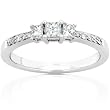 1/3ctw Three-Stone Princess Diamond Engagement Ring in 14kt White Gold (HI/I1-I2)