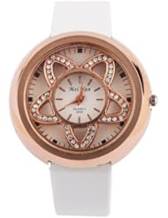 Yesurprise New Quartz Fashion Rose Gold Crystal Flower Case Weave Leather Bracelet Girl Woman Wrist Watch Gift White