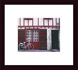 IMAGE OF Light Blue Bicycle Near Red Doors, Art Poster by Francisco Fernandez